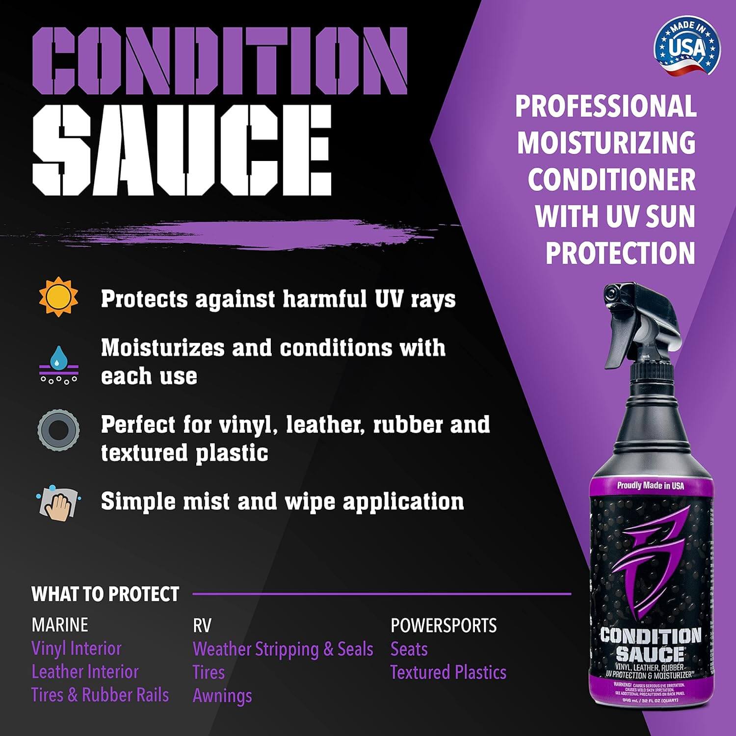 Condition Sauce Interior UV Protectant, Conditioner & Moisturizer 32oz