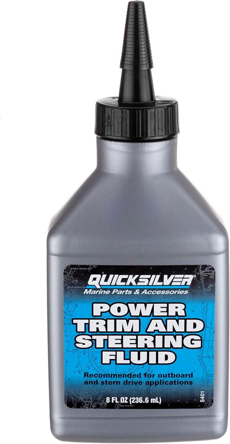Quicksilver Power Trim and Steering Fluid, 8 oz bottle front view
