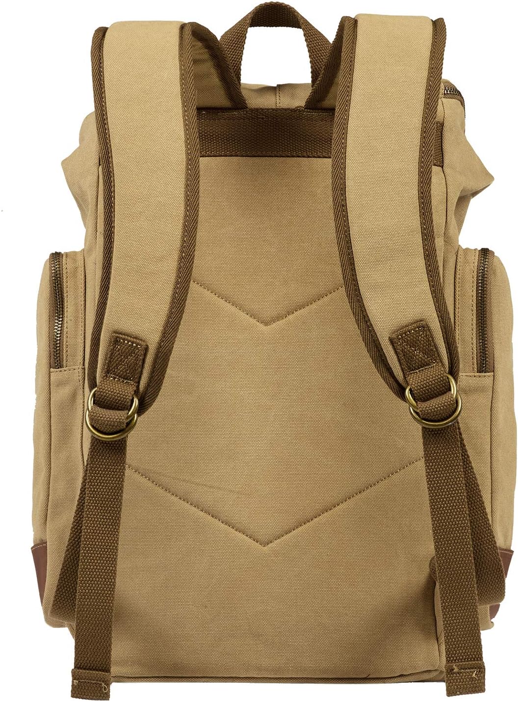 Sea-Doo khaki cargo laptop backpack made of cotton canvas with adjustable padded straps, featuring a stylish design.