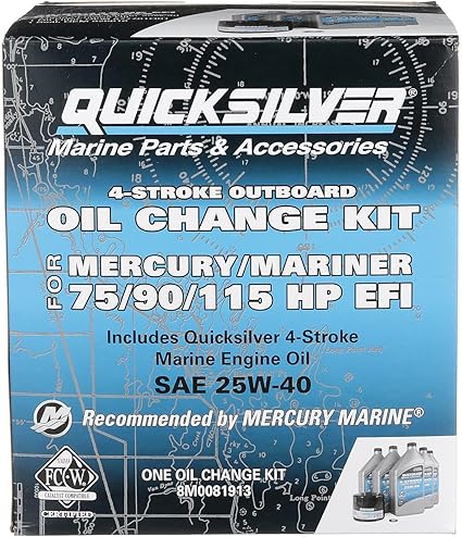 Quicksilver marine parts and accessories oil change kit packaging
