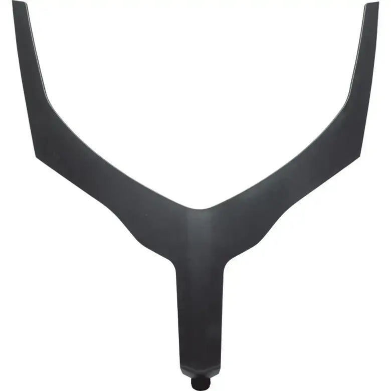 Black metal Y-shaped bracket on a white background