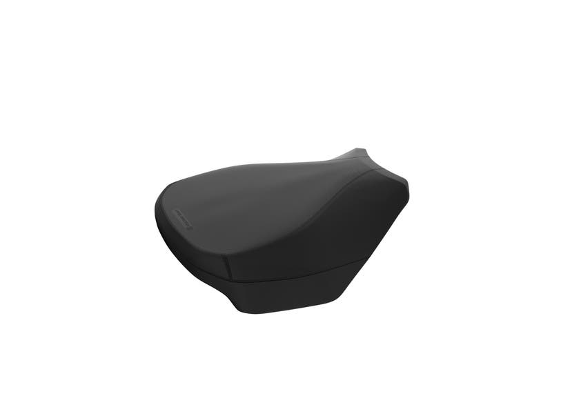 Ski-Doo Wide Track 1-up heated seat in black, angled view, part 860202032
