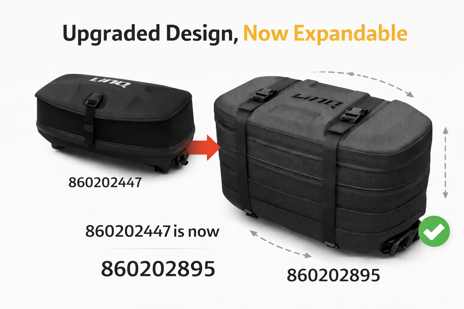 UPDATED BRP/ Ski-Doo/ Can-am LinQ 4.5 US Gal (17 L) Sport Bag for Multi Product Fitment - NOW EXPANDABLE NEW DESIGN Black