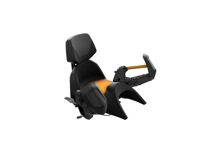 Ski-Doo Trail LinQ Passenger Premium Heated Seat in black with backrest and grab handle