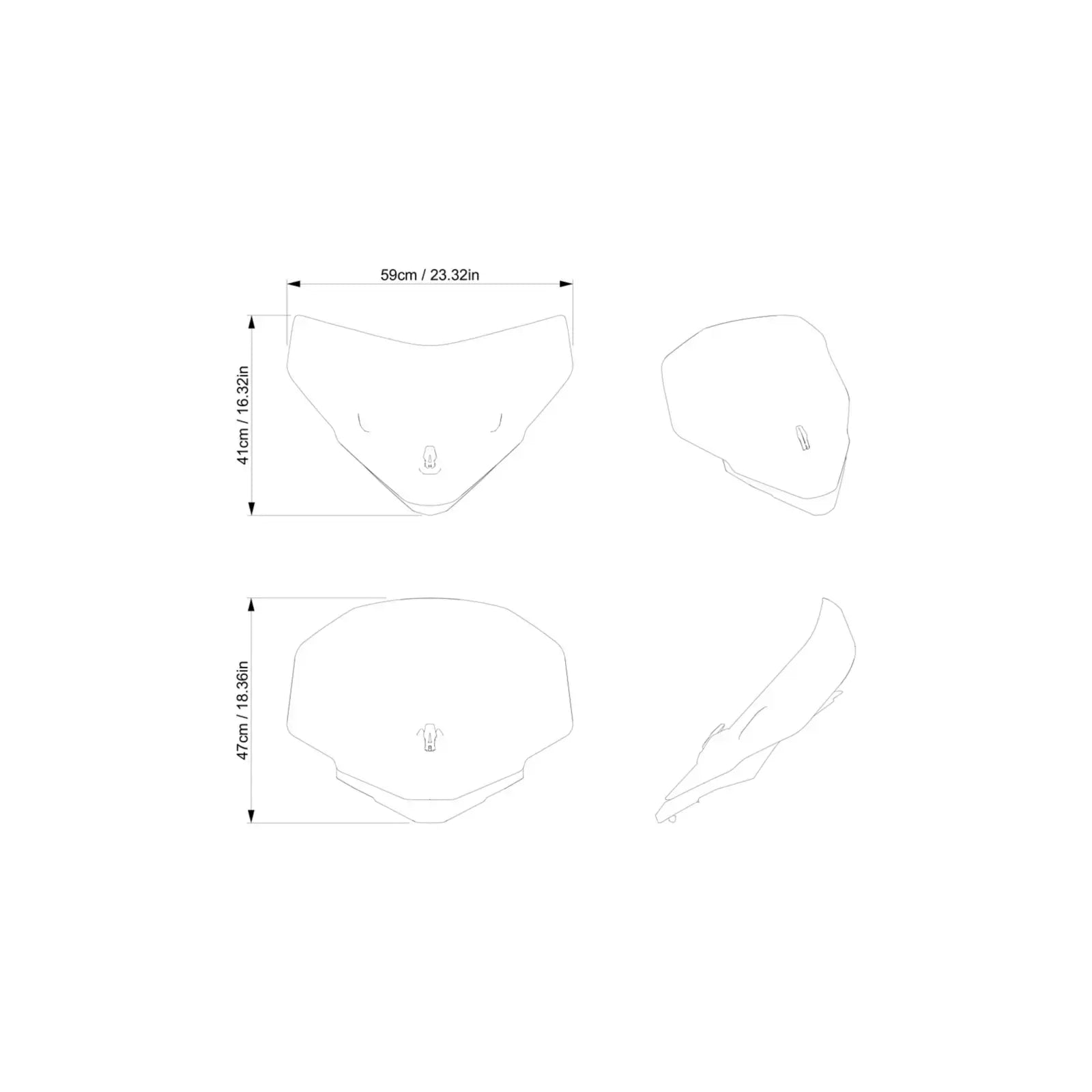 Technical drawing of a product with dimensions on a white background