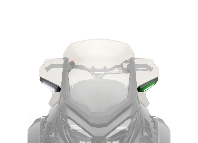 Ski-Doo LED signal lights mounted on windshield frame for REV Gen5 snowmobile, 860202703