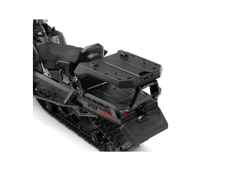 Ski-Doo Stackable LinQ Deck mounted on snowmobile rear cargo rack, black, 860202746