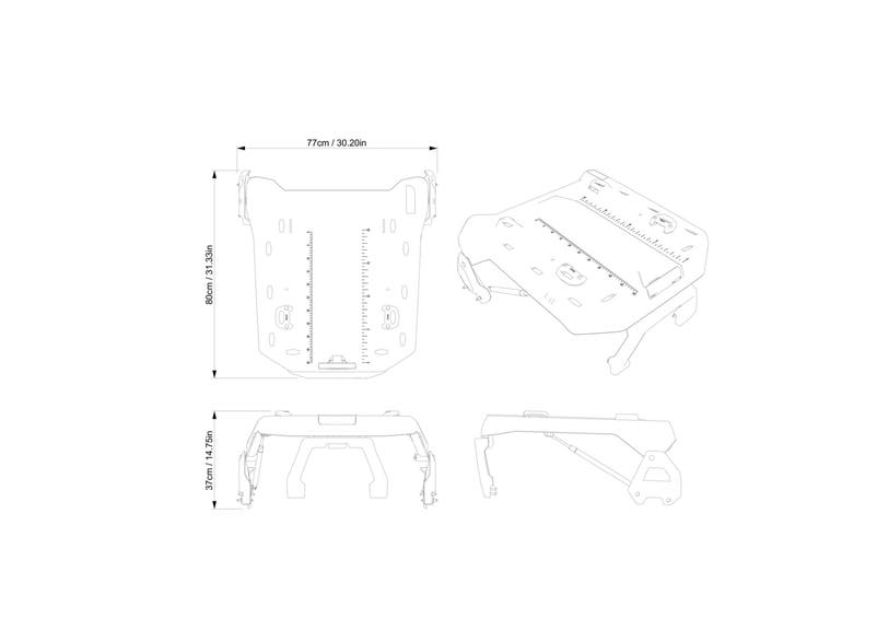 Ski-Doo Stackable LinQ Deck 860202746 technical diagram with dimensions, 860202746