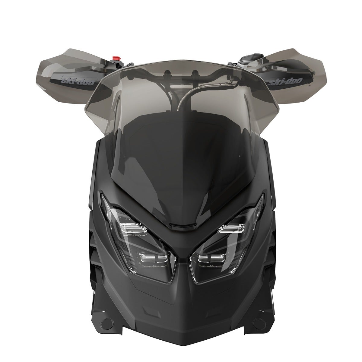 Ski-Doo low windshield with support for REV Gen5 snowmobile front view with hand guards