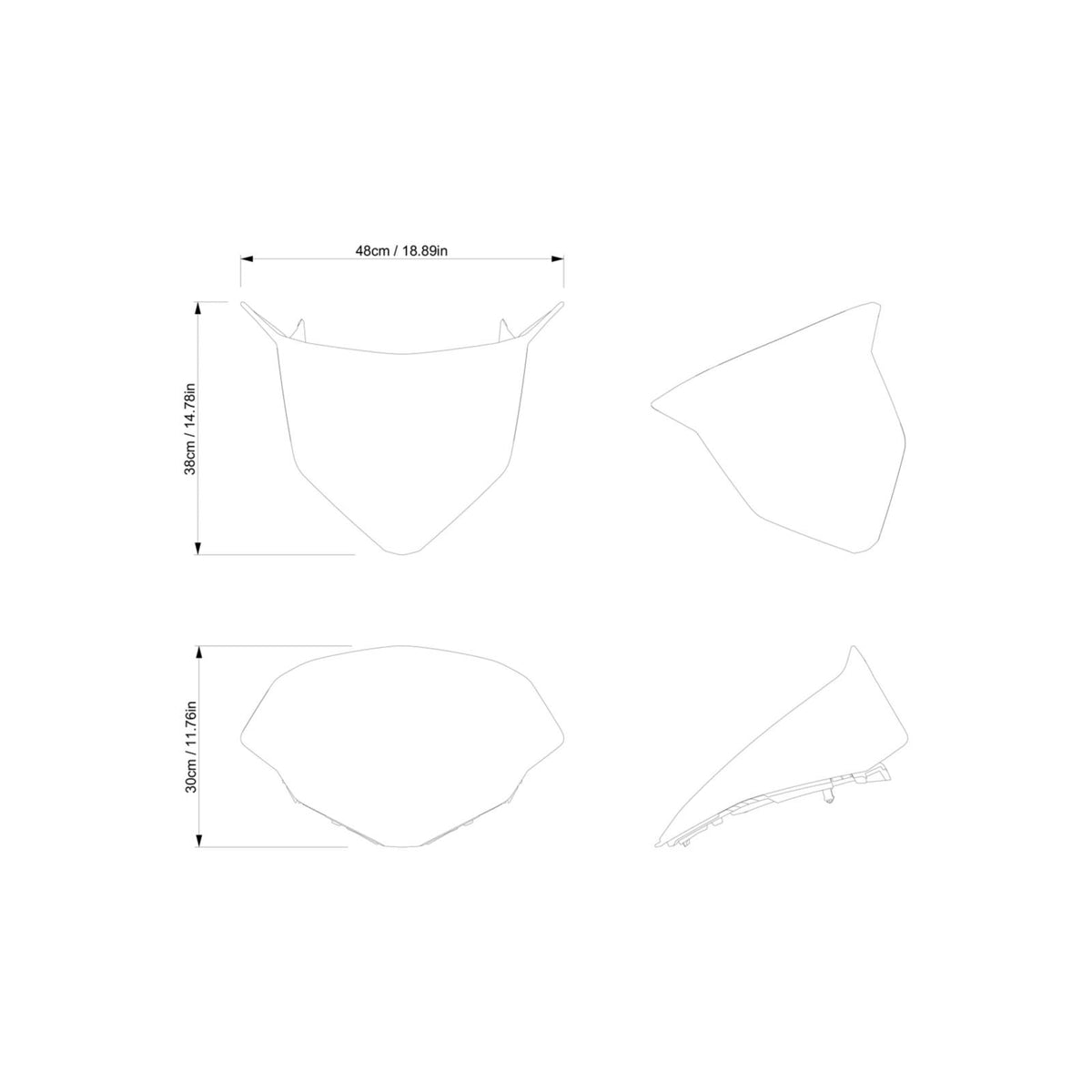 Ski-Doo REV Gen5 Low Windshield dimension drawing