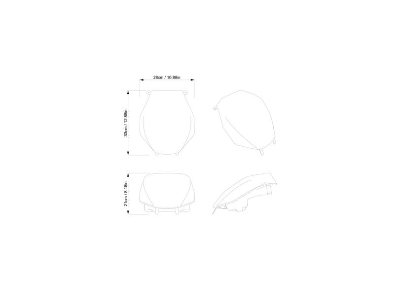 Ski-Doo 4.8L soft glove box extension black dimensional line drawing 860202857