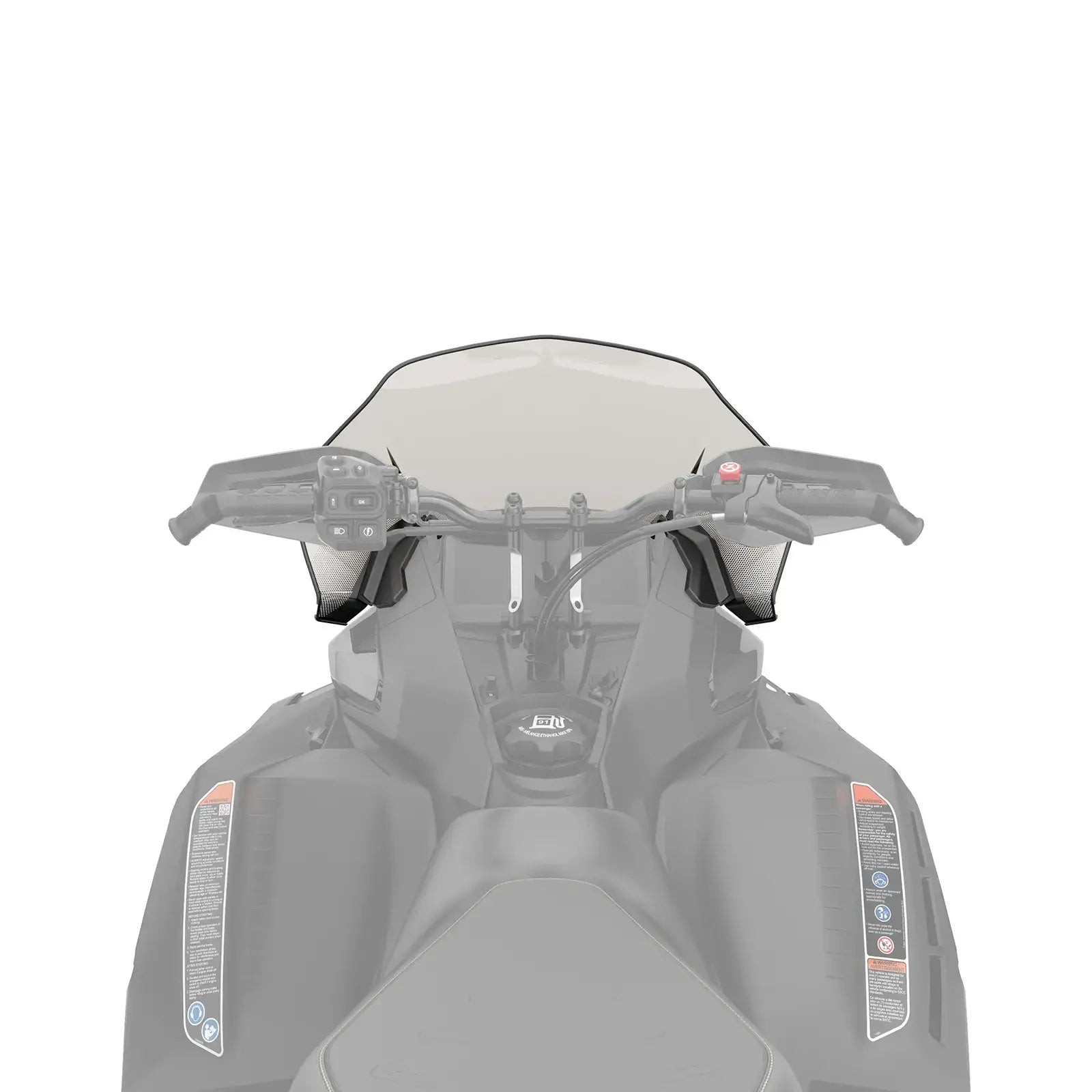 Motorcycle windshield with handlebar design on a white background