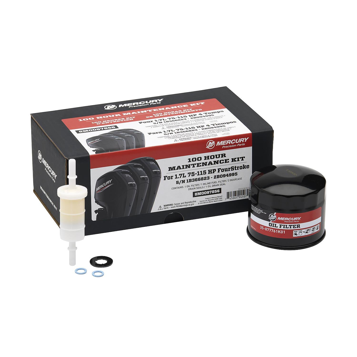 Mercury Marine 100Hr Maintenance Kit for 75-115HP Four-Stroke 1.7L Outboard - 8M0097856