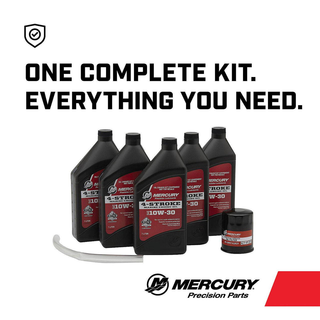 Mercury Marine 10W-30 4-Stroke Outboard Oil Change Kit for Mercury 2.1L 75/90/115 HP EFI Outboards - 8M0107510