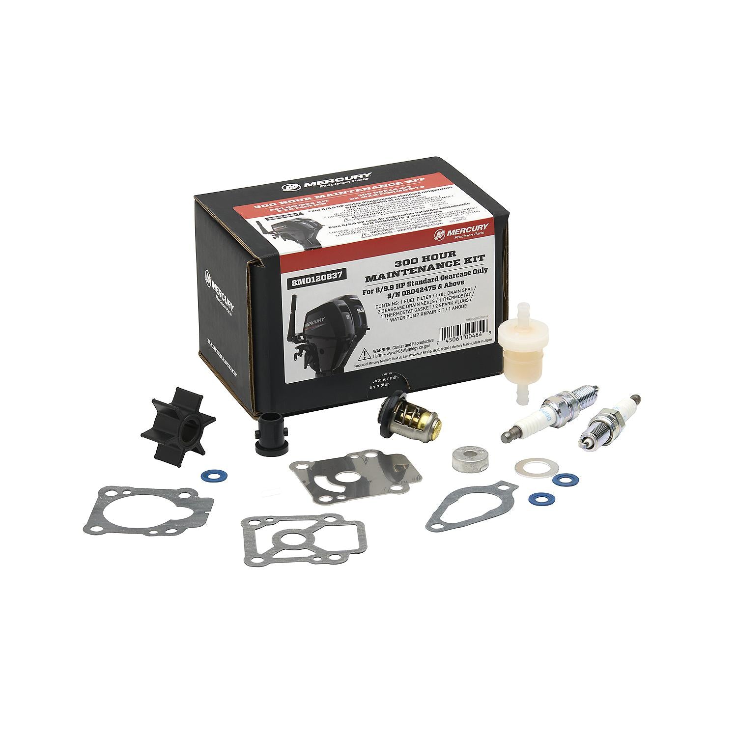 Mercury Marine Outboard 8 and 9.9 HP Std Gearcase 300 Hr Service Kit - 8M0120837