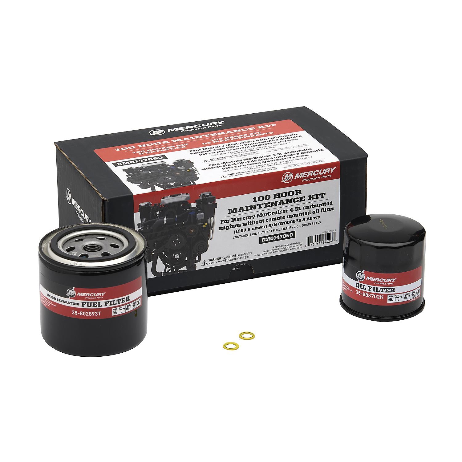 Mercury Marine 100 Hour Service Kit for 4.3L Carb Engines without remote oil (1993 and newer) - 8M0147050