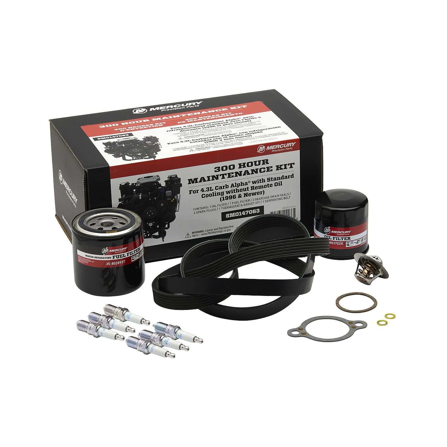 Mercury 8M0147063 MerCruiser 4.3L Carbureted Engine with Alpha Sterndrive 300 Hour Maintenance Kit