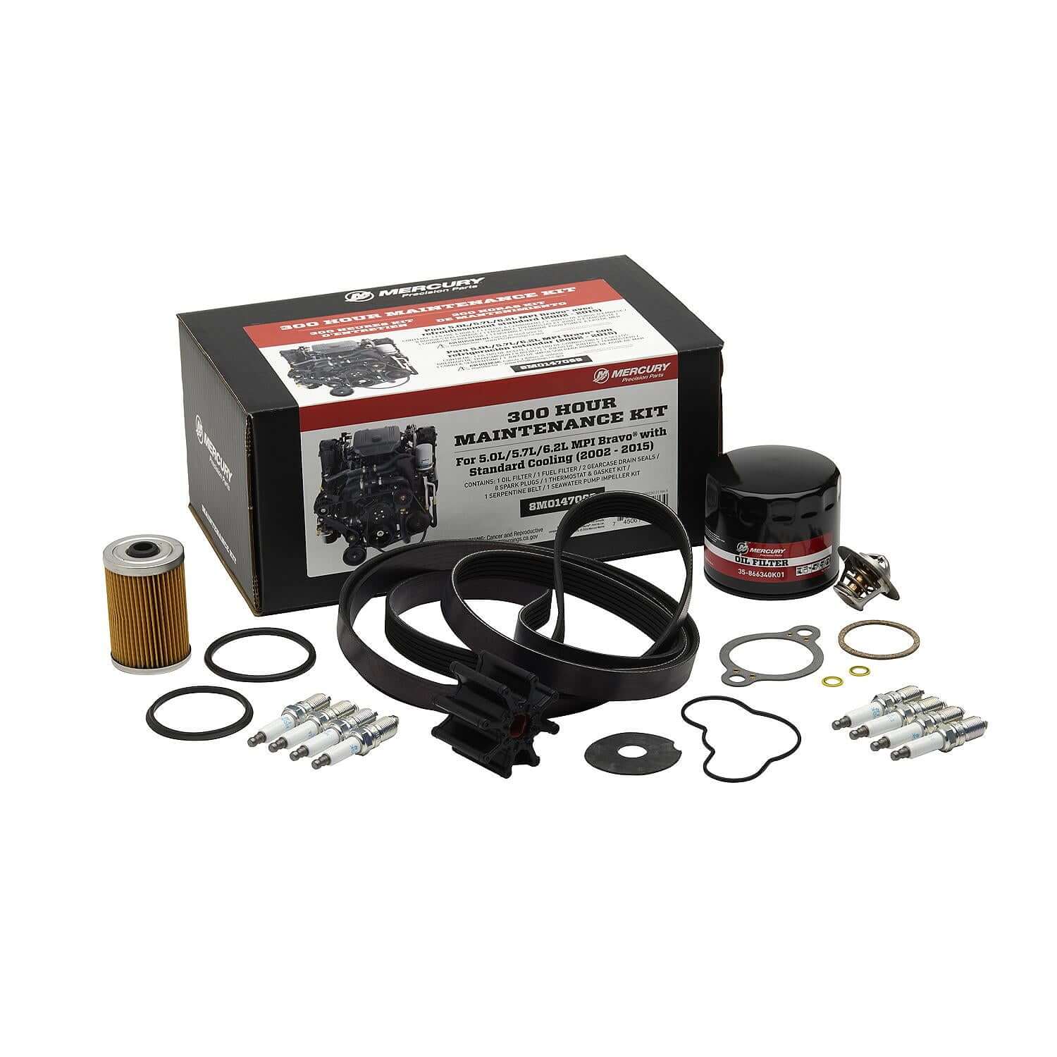 Mercury 8M0147069 MerCruiser 5.0L, 5.7L and 6.2L MPI Engine with Bravo Sterndrive 300 Hour Maintenance Kit