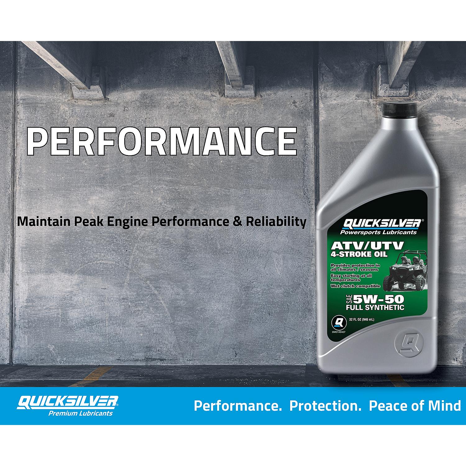 Quicksilver 5W-50 Full Synthetic 4-Stroke ATV/UTV Engine Oil, 1 Quart - 8M0149407