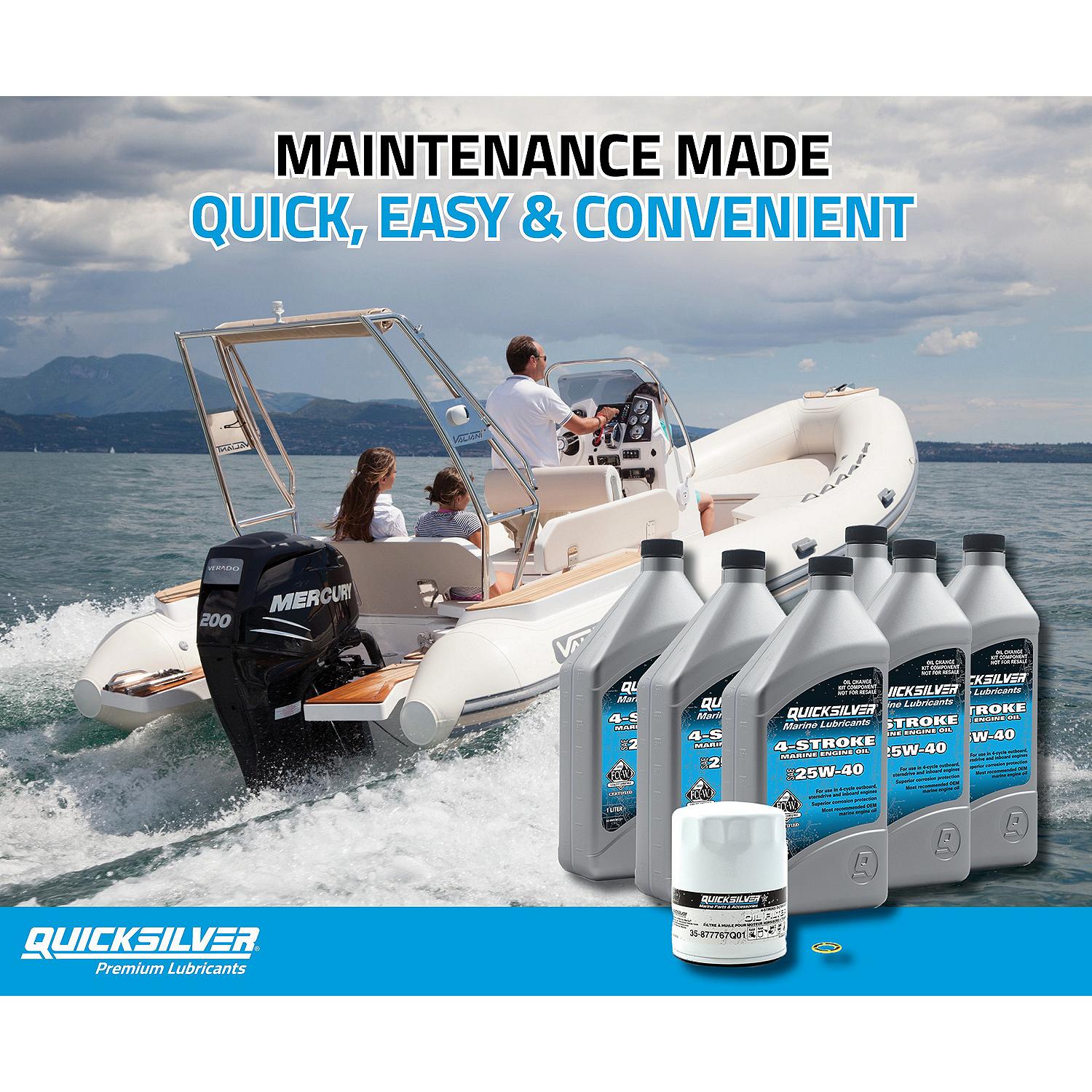 Quicksilver 10W-30 Oil Change Kit for 175-300hp 4-Stroke Mercury V6 and V8 Outboards, 6.6 Liters - 8M0169548