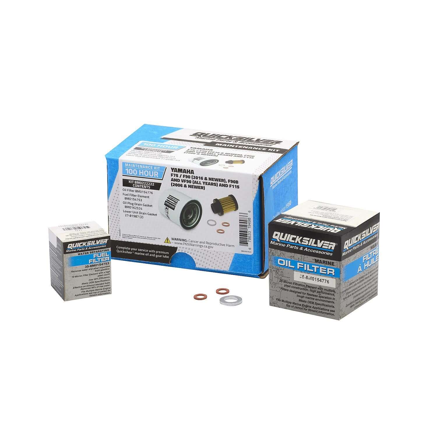 Quicksilver 100 Hour Maintenance Kit Yamaha F75/F90, F90B & VF90 /F115, 8M0222222 - 8M0222222