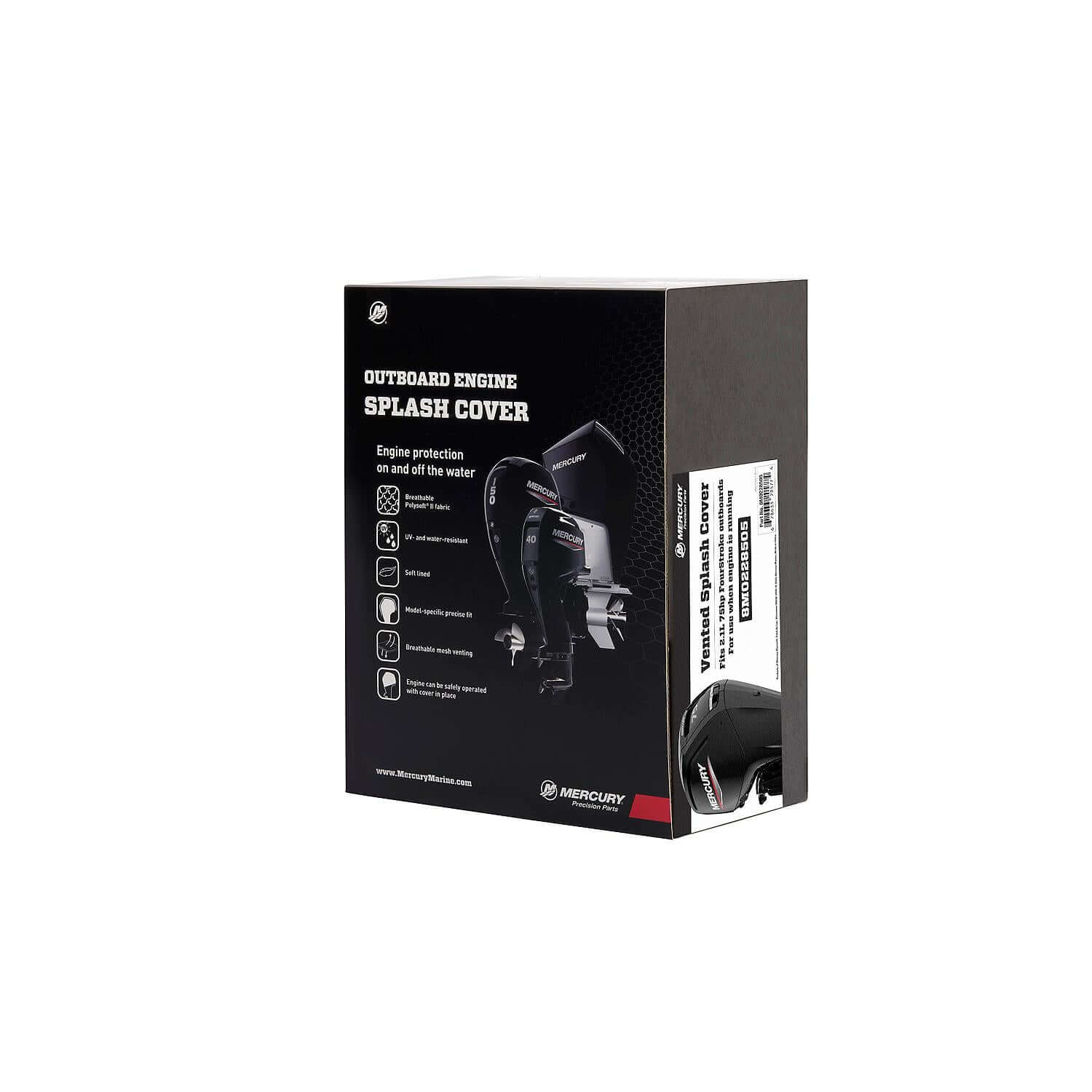 Mercury Marine Vented Splash Cover for 2.1L 75hp FourStroke Outboard Engines, Black, 8M0228505