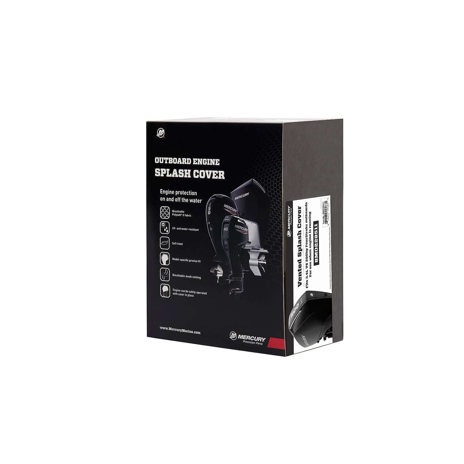 Mercury Marine Vented Splash Cover for 3.4L V6 200hp FourStroke Outboard Engines, Black, 8M0228511