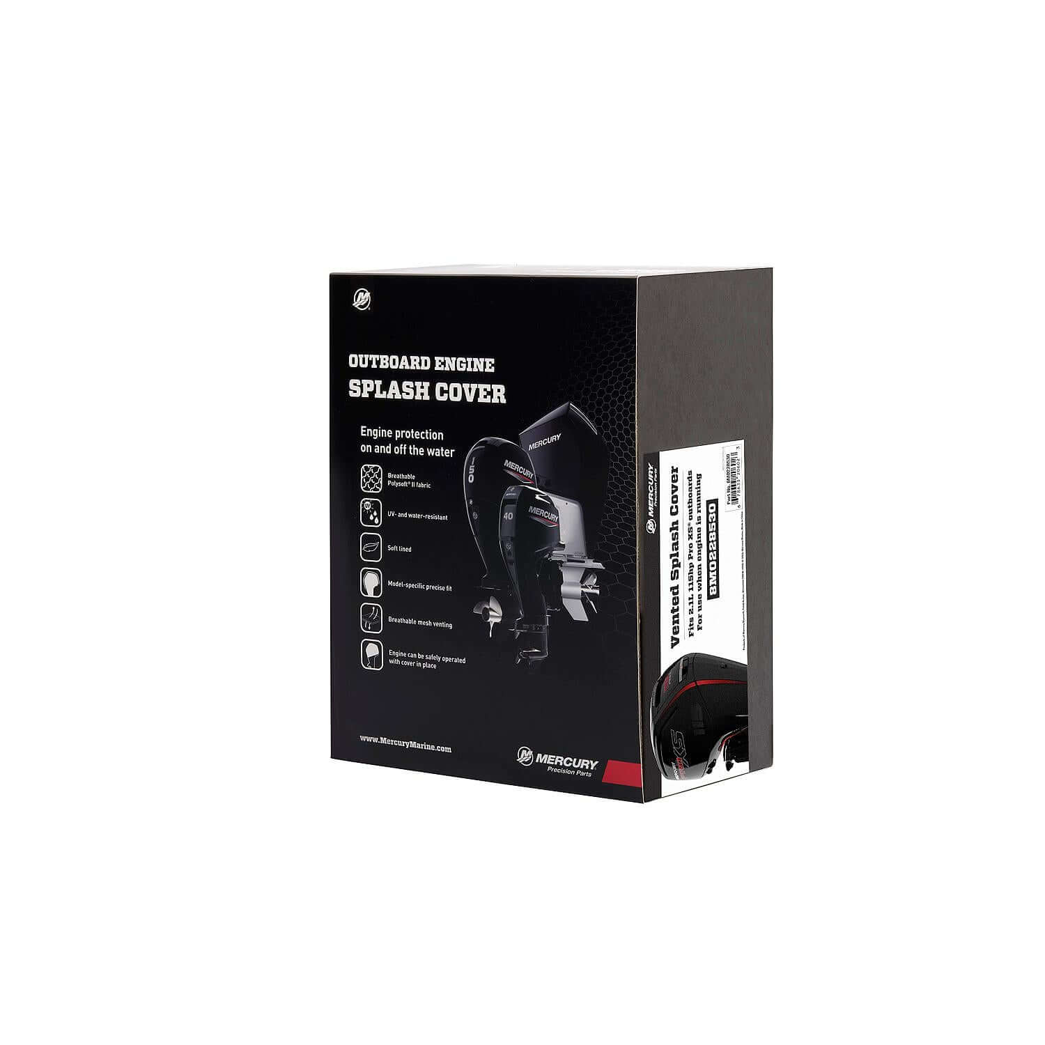 Mercury Marine Vented Splash Cover for 2.1L 115hp Pro XS Outboard Engines, Black, 8M0228530