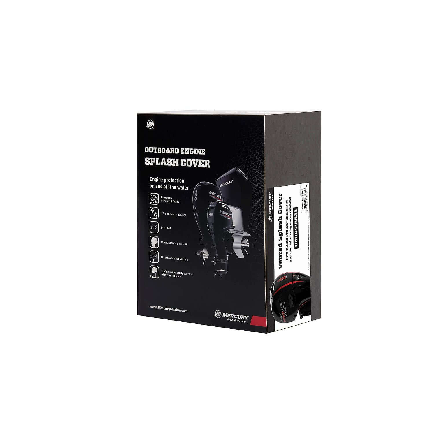 Mercury Marine Vented Splash Cover for 150hp Pro XS Outboard Engines, Black, 8M0228531