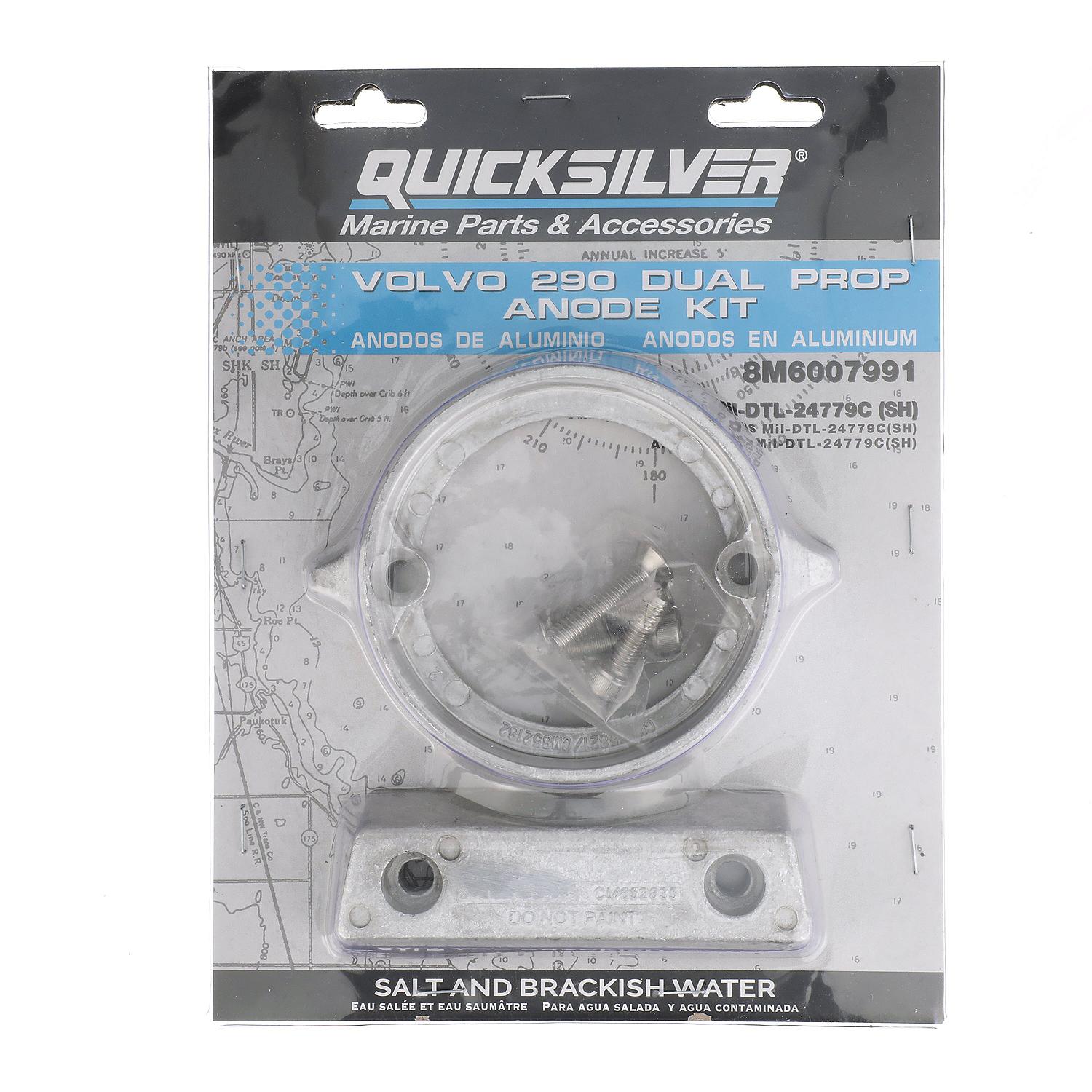 Quicksilver 8M6007991 Aluminum Anode Kit for Volvo 290 Duoprop Sterndrives - 8M6007991