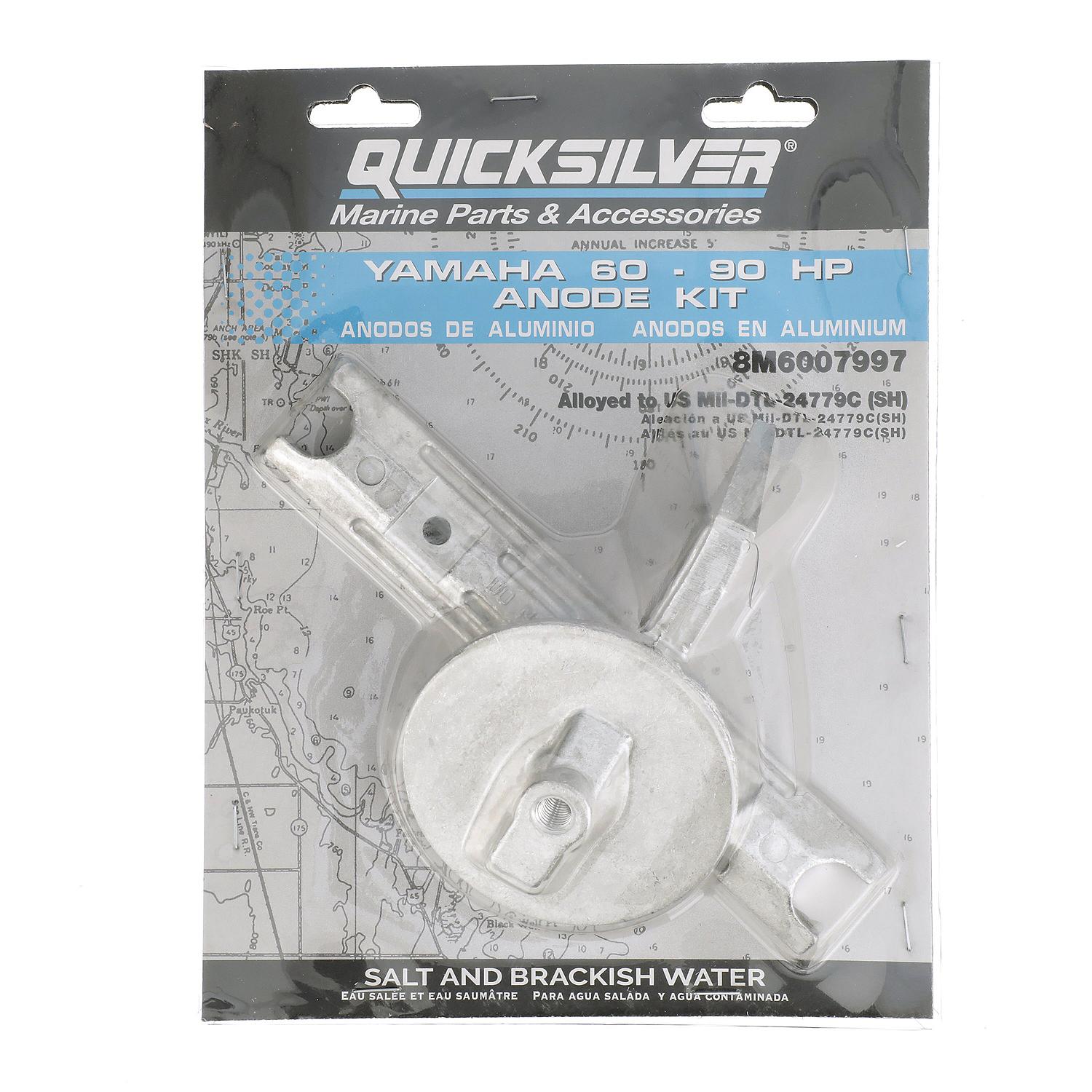 Quicksilver 8M6007997 Aluminum Anode Kit for Yamaha 60-90hp Outboards - 8M6007997