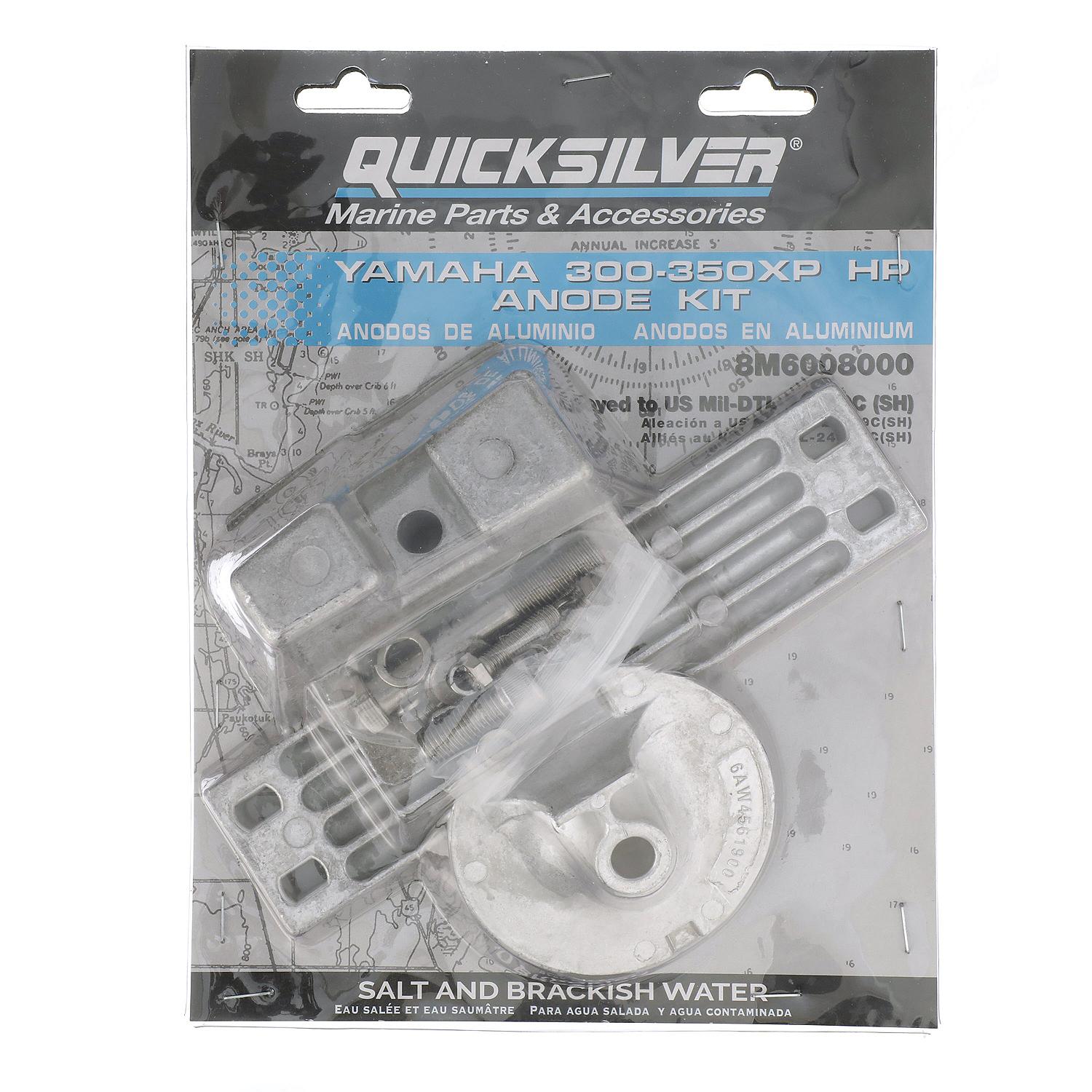 Quicksilver 8M6008000 Aluminum Anode Kit for Yamaha 300-350 Xp Outboards - 8M6008000