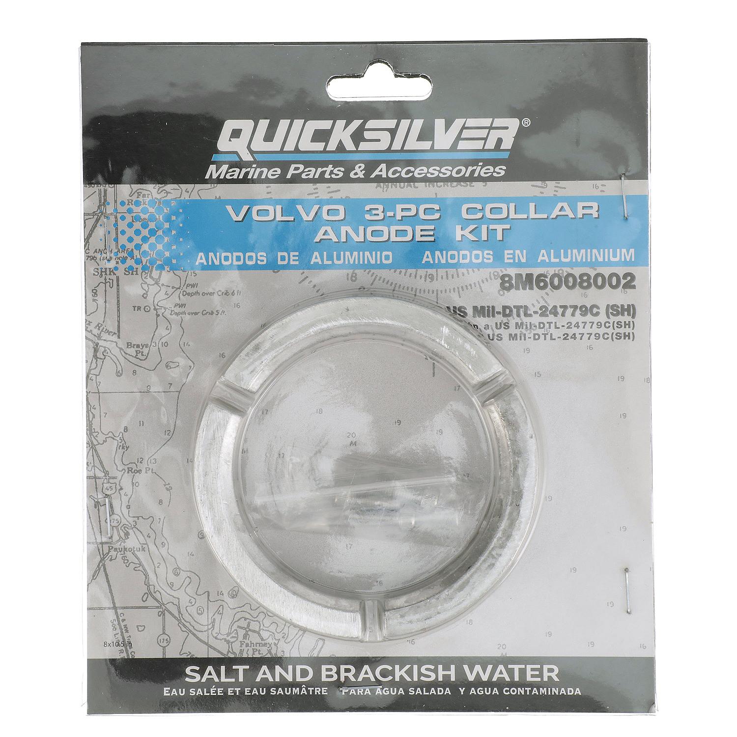 Quicksilver 8M6008002 Aluminum Anode 3-Piece Kit for Volvo Sterndrives - 8M6008002