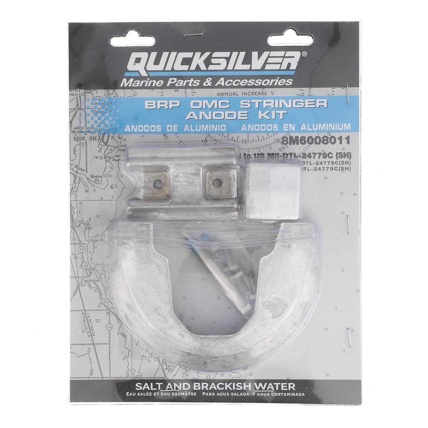 Quicksilver 8M6008011 Aluminum Anode Kit for BRP/OMC Stringer Sterndrives - 8M6008011
