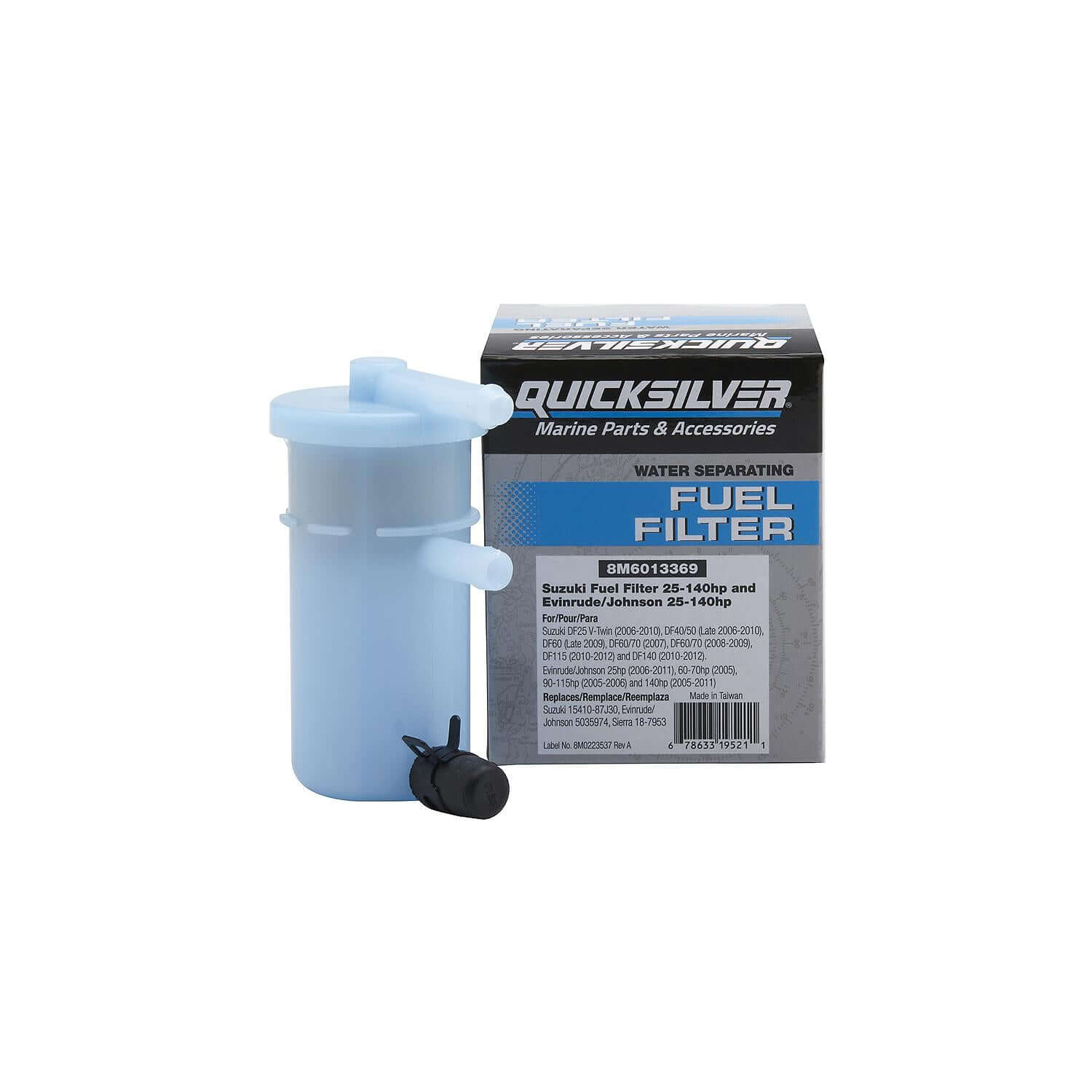 Quicksilver 8M6013369 Fuel Filter for Select Suzuki 25-140hp & Evinrude/Johnson 25-140hp Outboards
