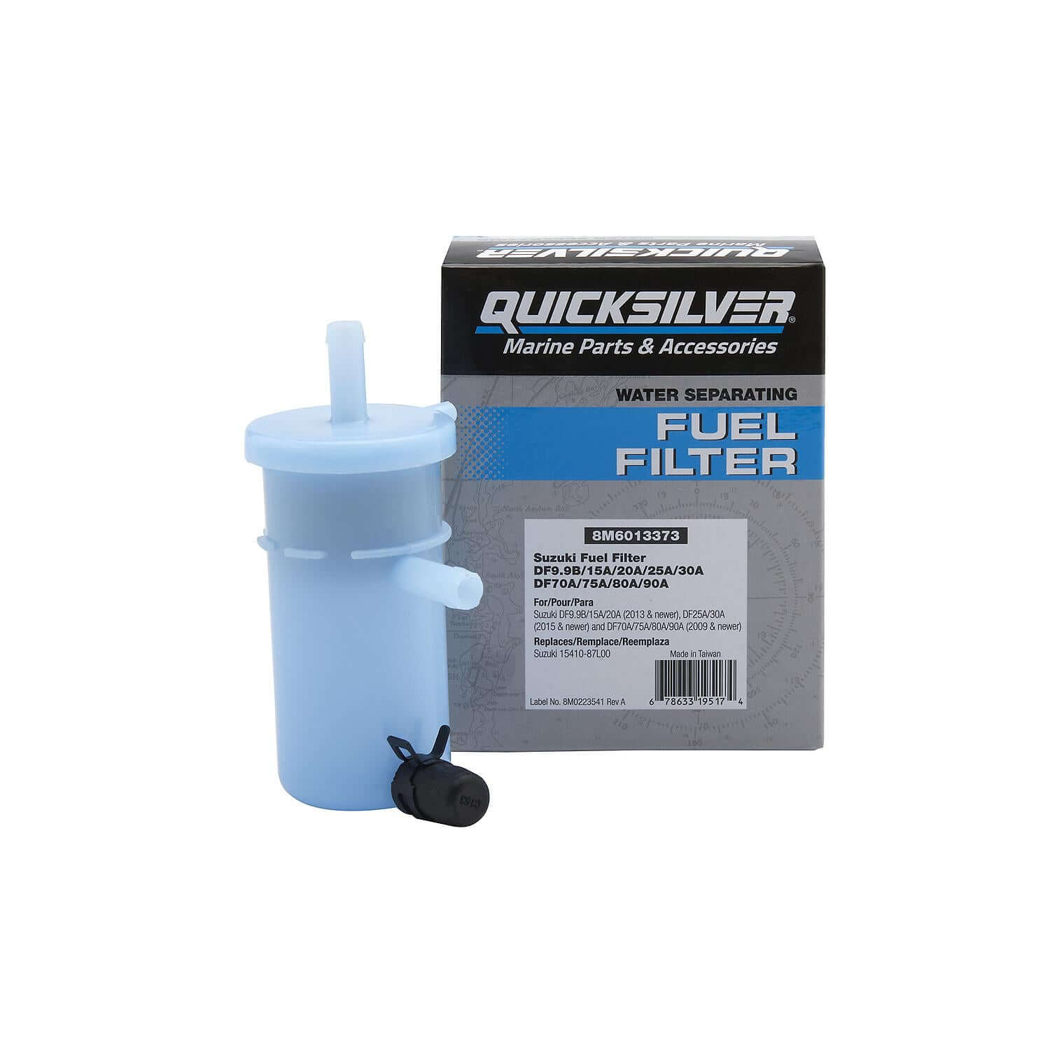Quicksilver 8M6013373 Fuel Filter for Select Suzuki DF9.9B/15A/20A, DF25A/30A & DF70A/75A/80A/90A Outboards