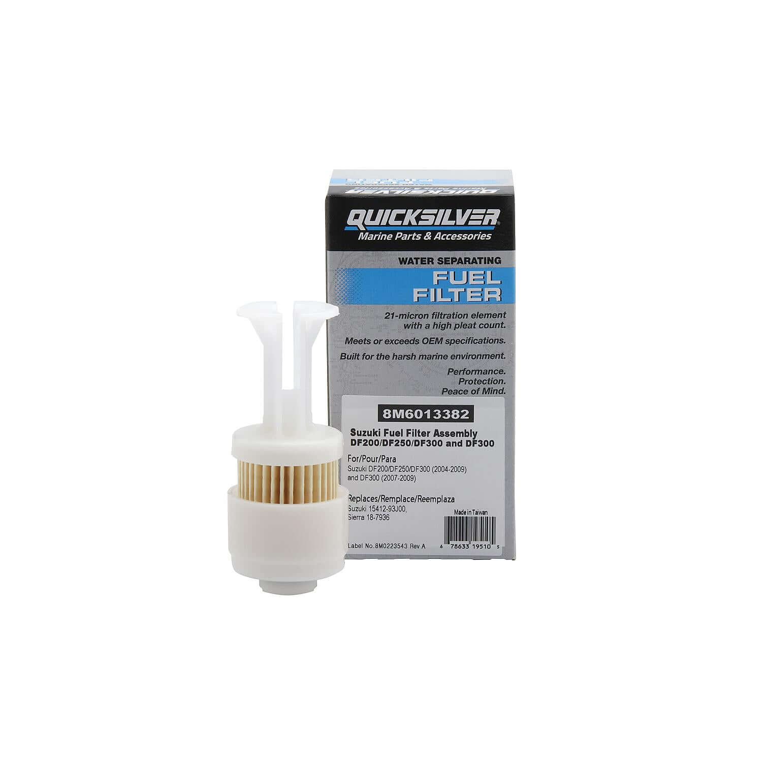 Quicksilver 8M6013382 Fuel Filter Assembly for Select Suzuki DF200/DF250/DF300 & DF300 Outboards