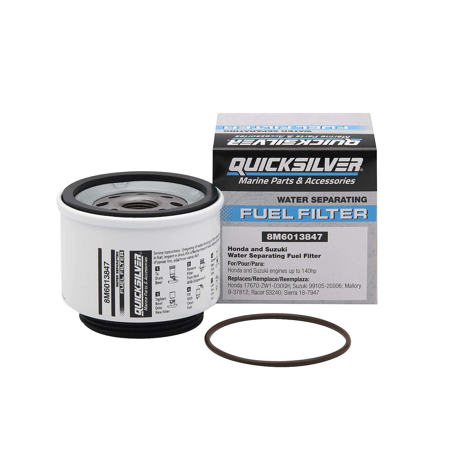 Quicksilver 8M6013847 Water-Separating Fuel Filter for Select Honda and Suzuki Outboards Up to 140hp