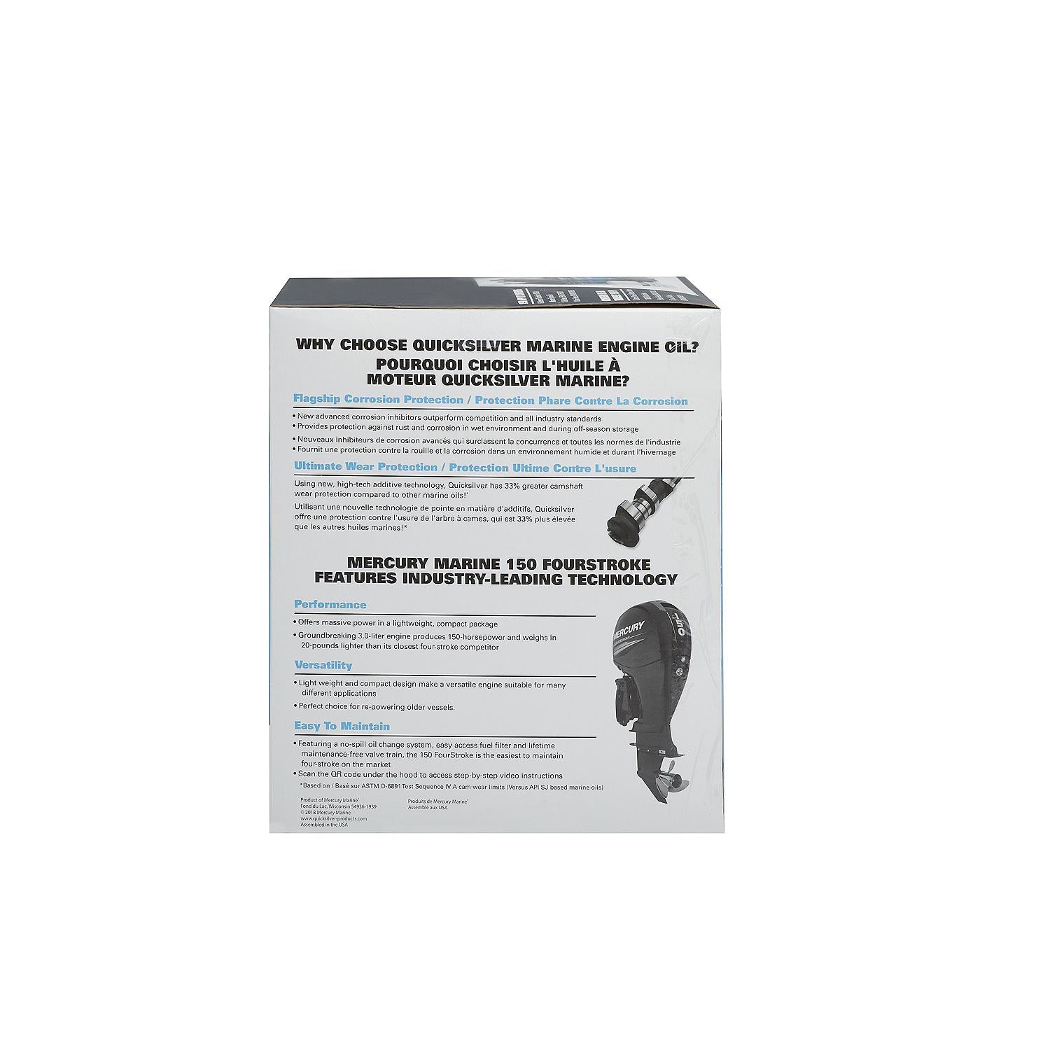 Quicksilver 10W-30 Oil Change Kit for 4-Stroke 150hp Mercury and Mariner outboards - 8M0107513