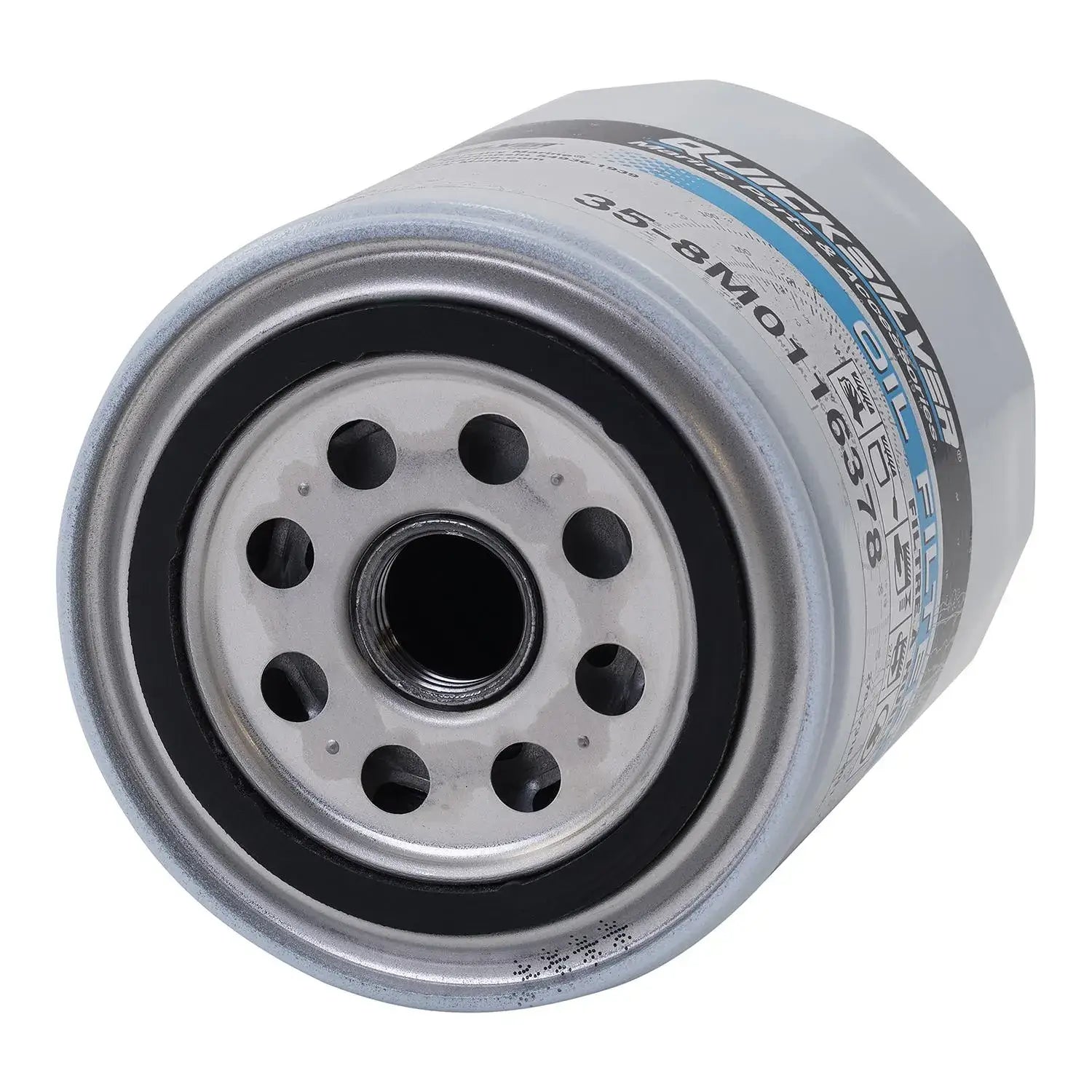 Oil filter with branding on a white background