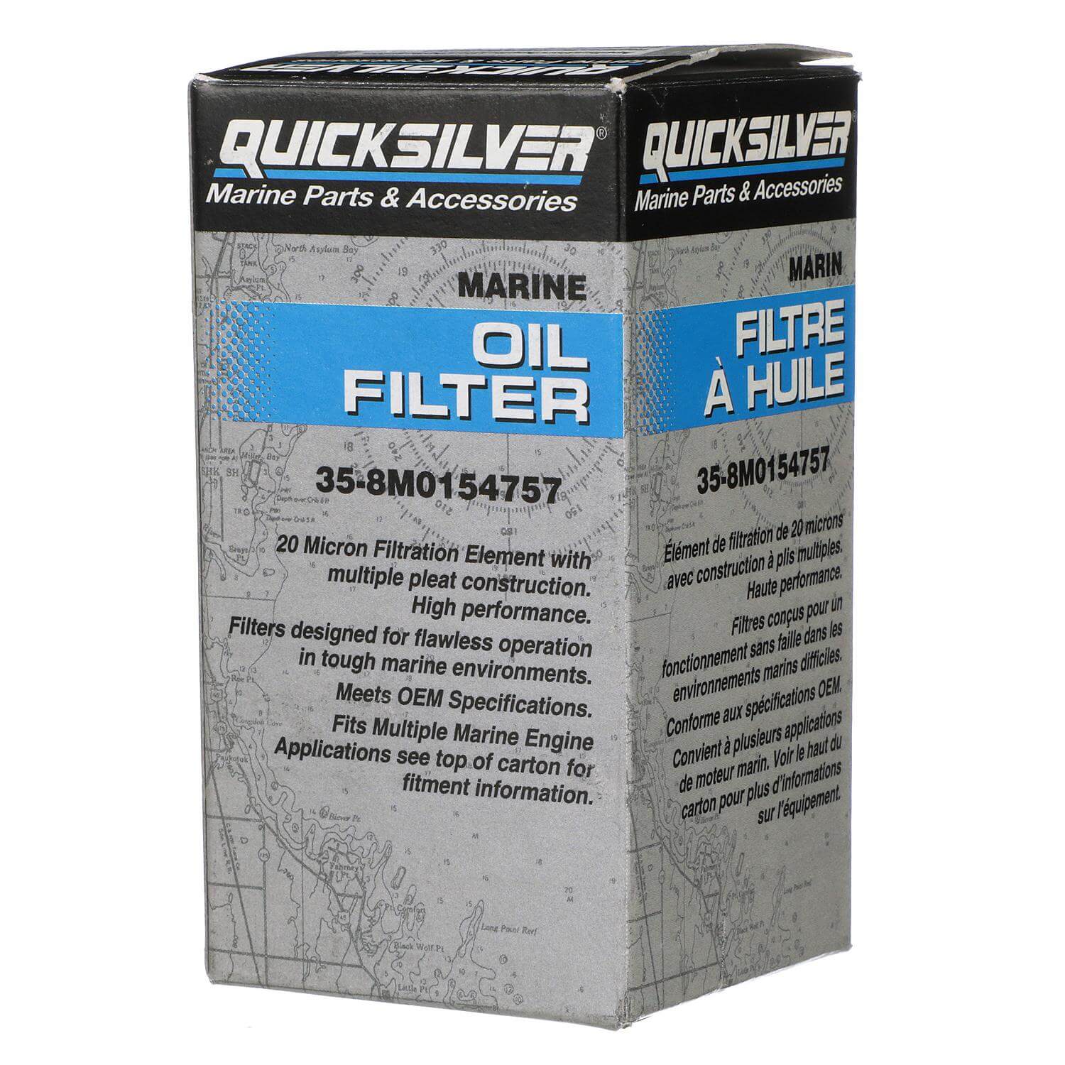 Quicksilver 8M0154757 20 Micron Oil Filter for Various Marine Engines