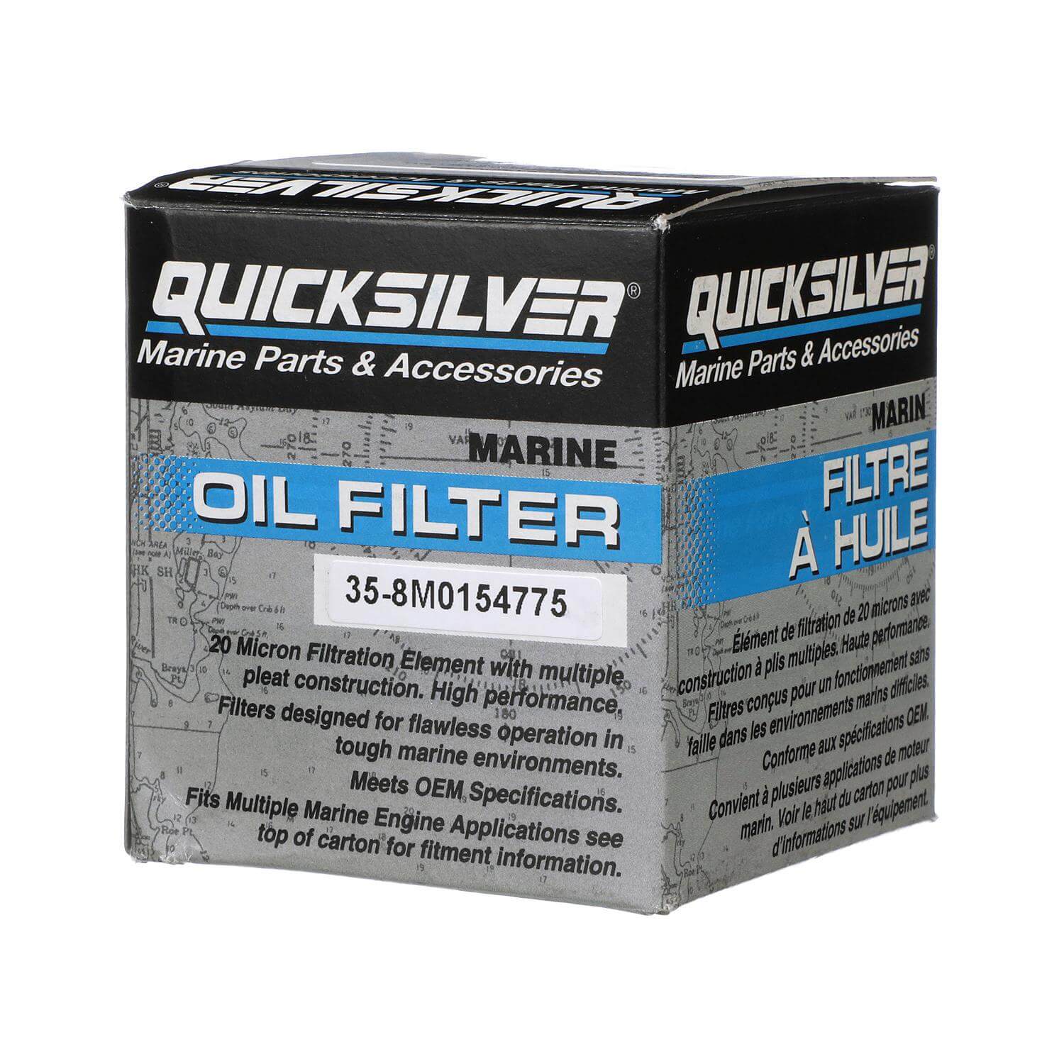 Quicksilver 8M0154775 20 Micron Oil Filter for Various Marine Engines