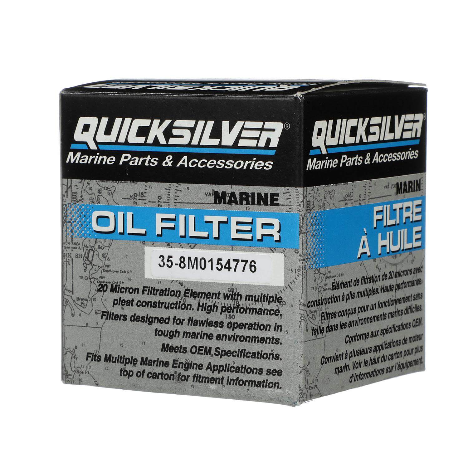 Quicksilver 8M0154776 20 Micron Oil Filter for Select Yamaha, Honda, and Nissan/Tohatsu 9.9-115hp Outboards, 2000-2018