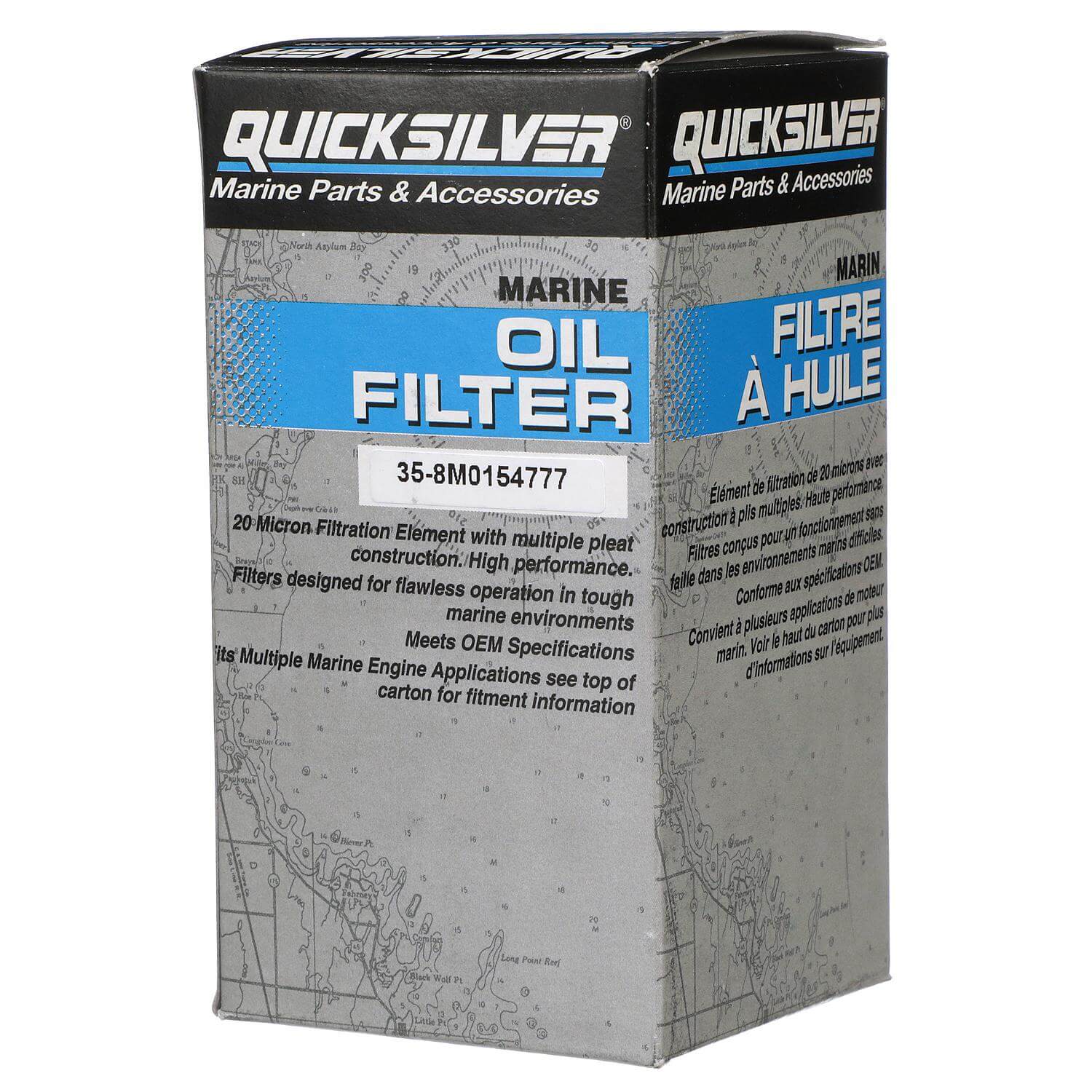 Quicksilver 8M0154777 20 Micron Oil Filter for Various Marine Engines