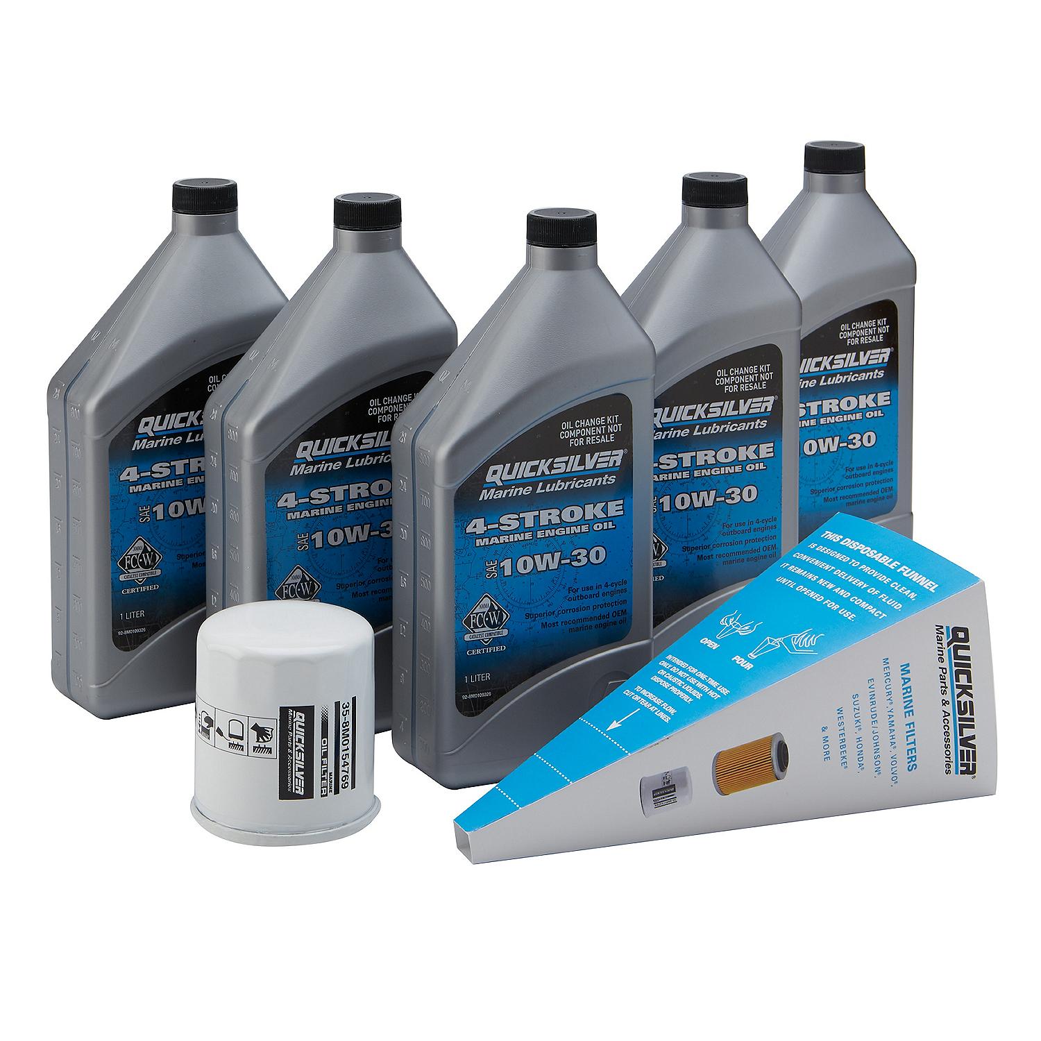 Quicksilver 10W-30 Oil Change Kit for Yamaha Outboard F150, 5 Liters - 8M0162419