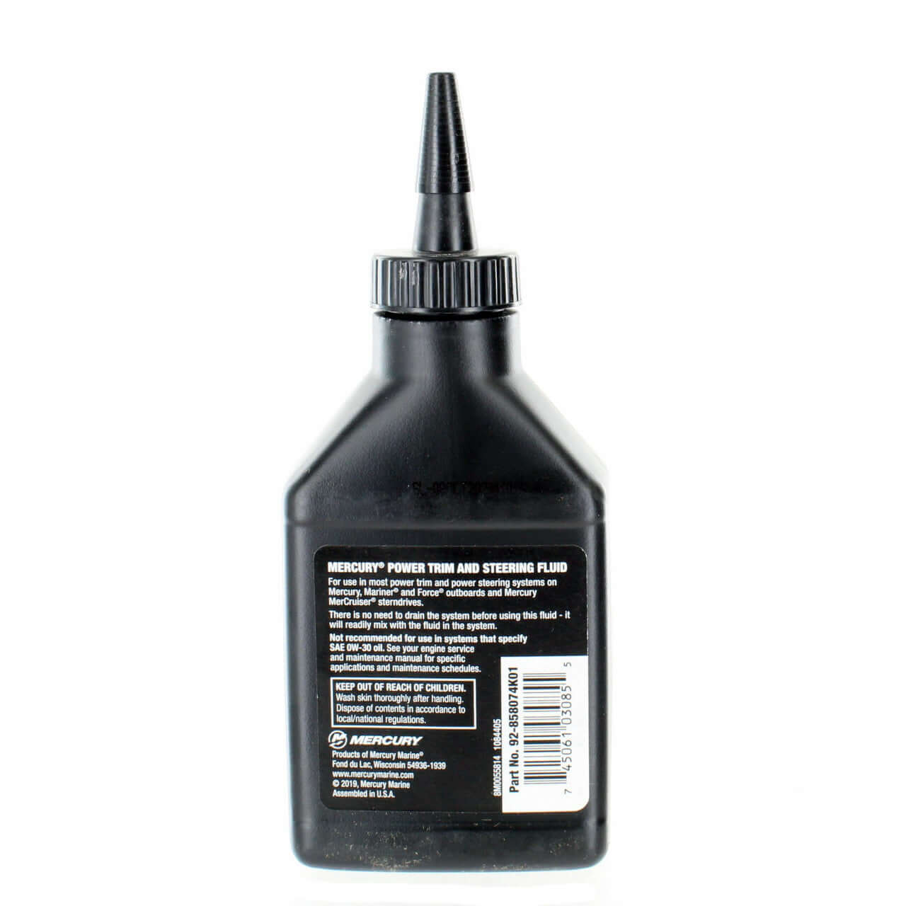 Mercury Marine Power Steering Oil, 8 oz bottle rear view