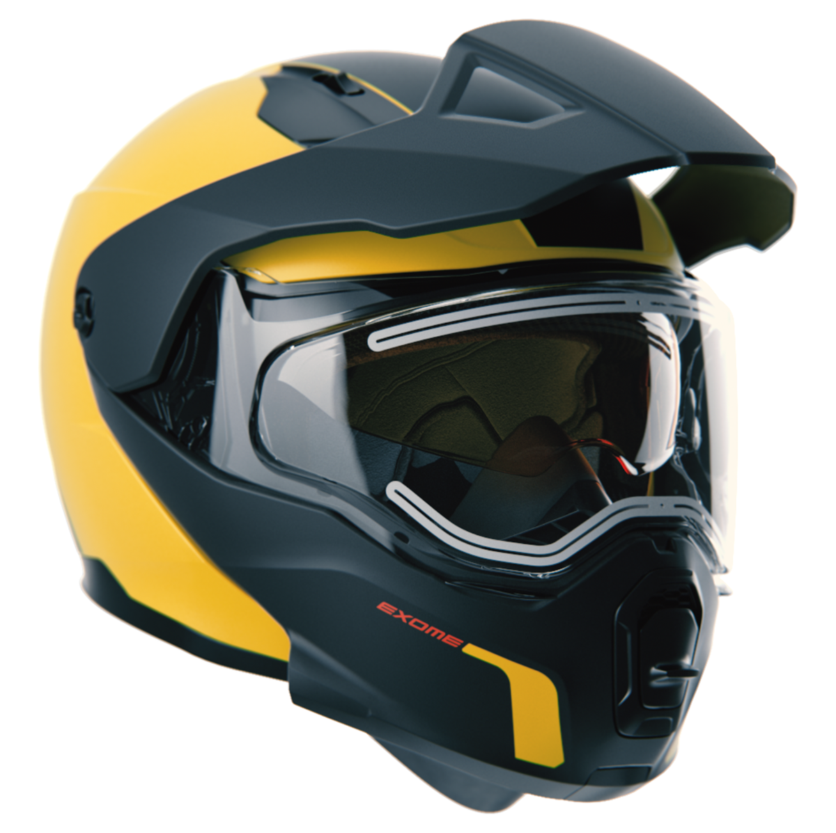 Ski-Doo Exome Sport Heated Helmet 929037 in Yellow, front-right view