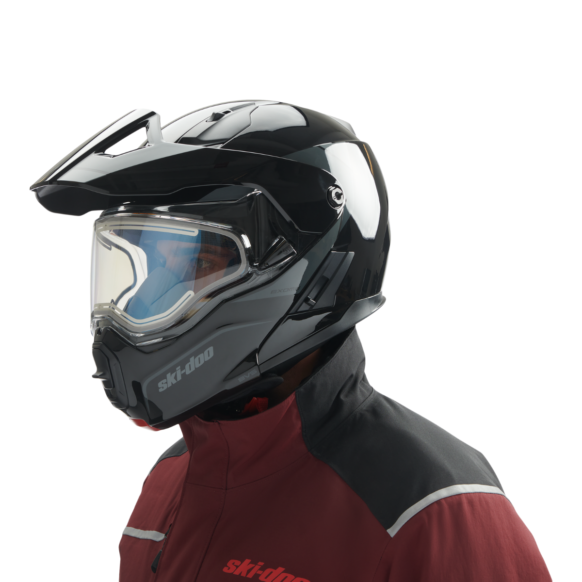 Ski-Doo Logo Exome Sport Radiant Helmet Charcoal Grey, worn