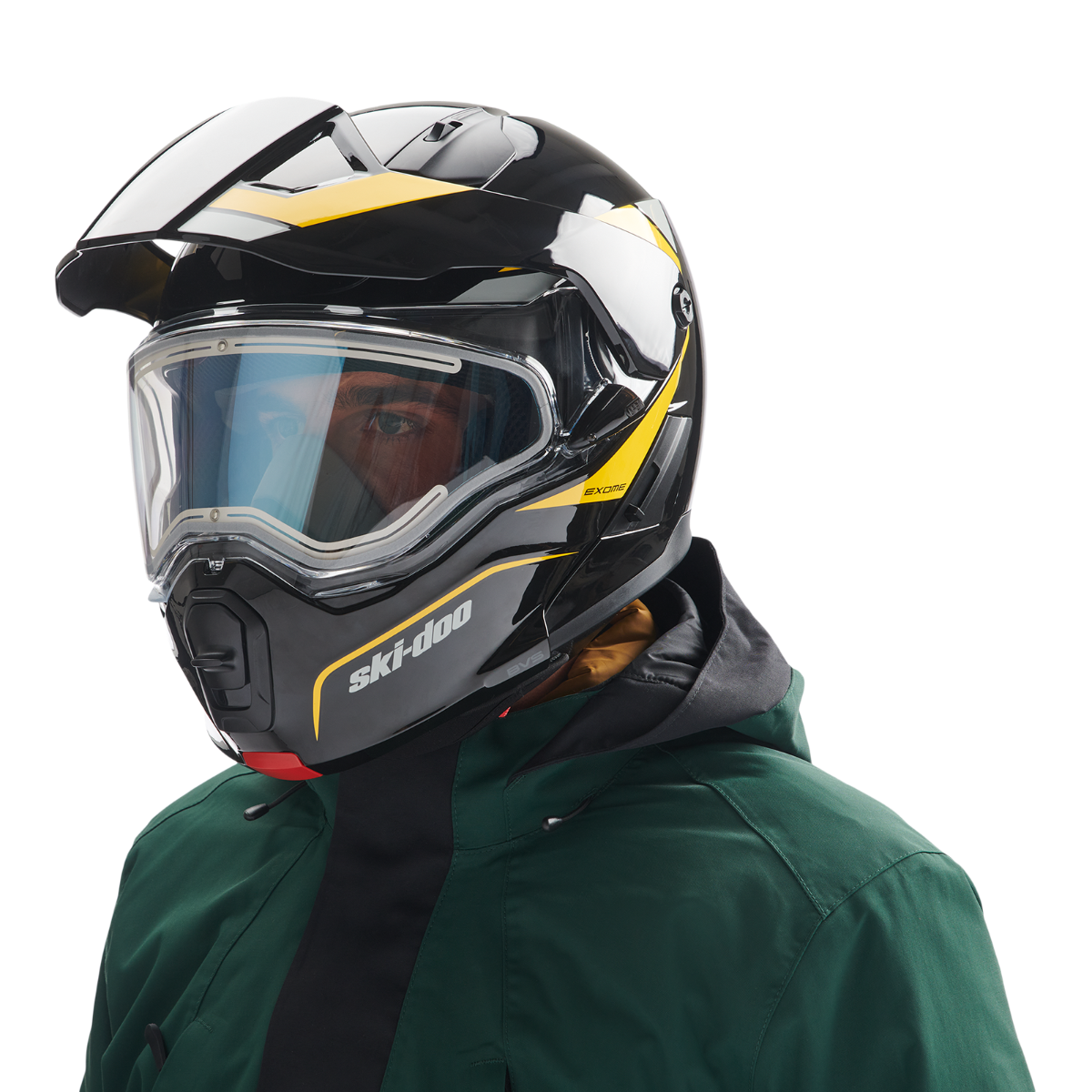 Ski-Doo Logo Exome Sport Radiant Helmet Yellow, worn