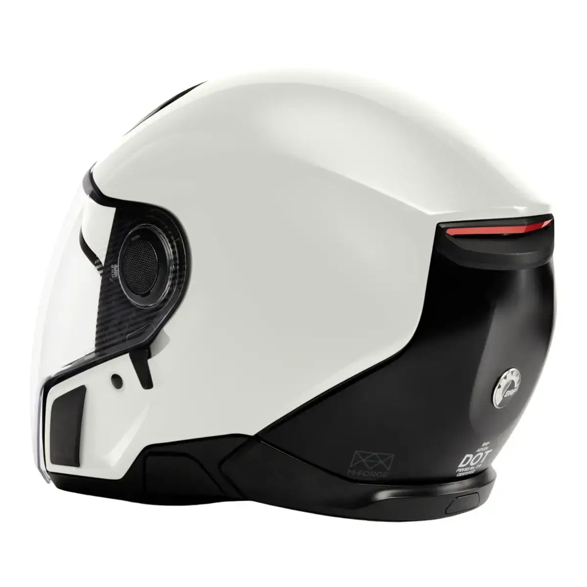 White and black motorcycle helmet on a white background